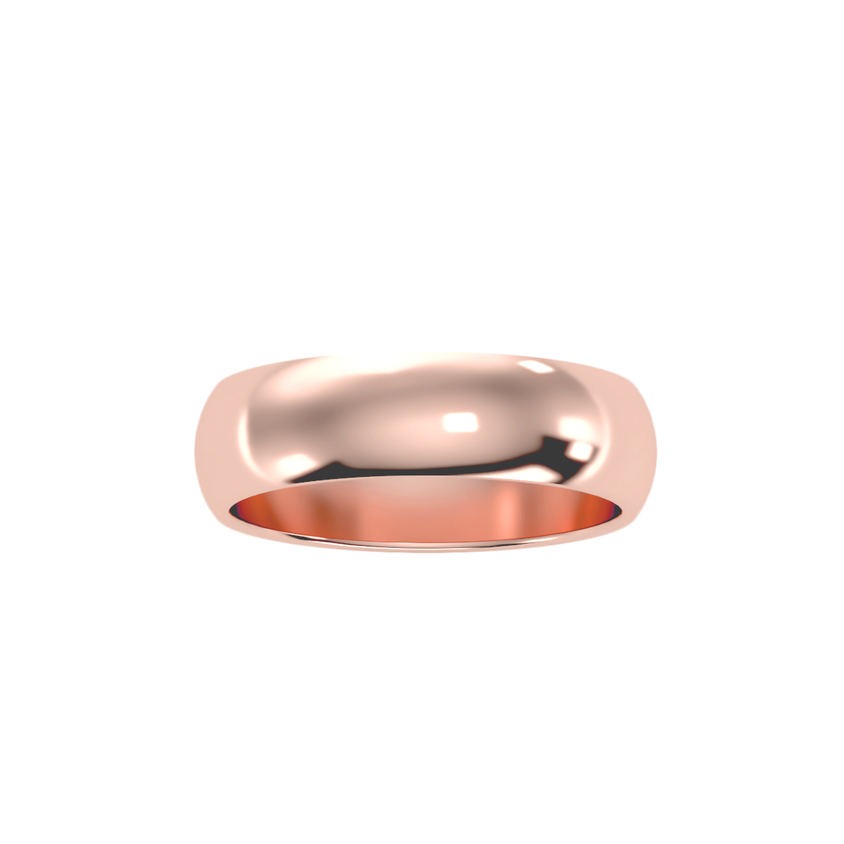 Rose Gold Polished Comfort Fit Wedding Band Ring - Five