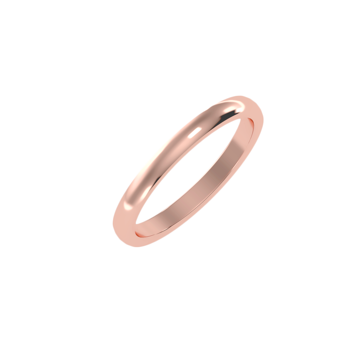 Rose Gold Classic Wedding Band Ring 2Mm - One