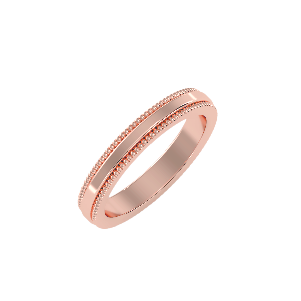 Yellow Gold Milgrain Edge Wedding Band Ring - Six
