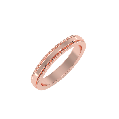Yellow Gold Milgrain Edge Wedding Band Ring - Six