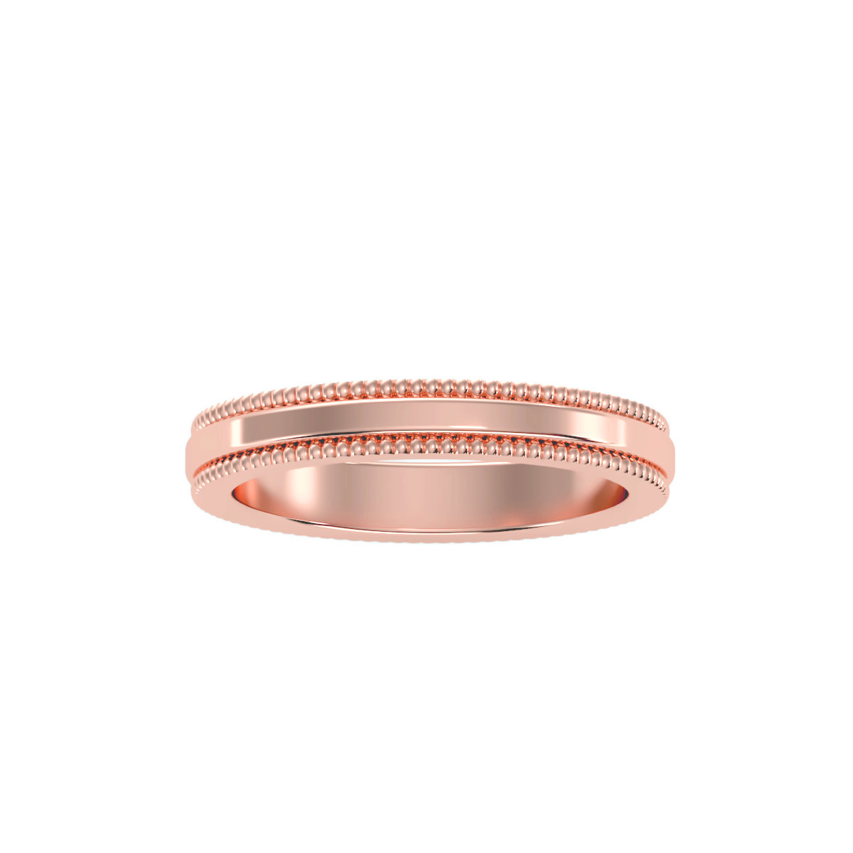 Yellow Gold Milgrain Edge Wedding Band Ring - Nine