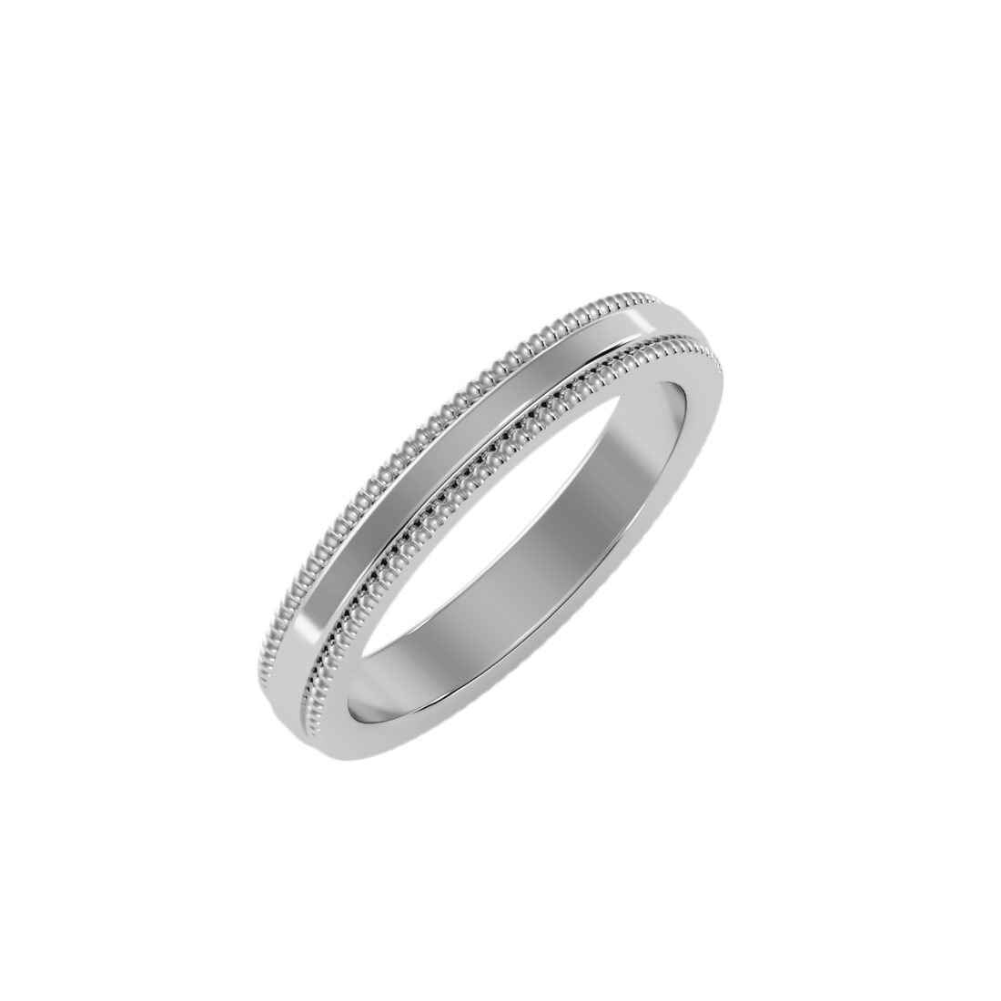 White Gold Milgrain Edge Wedding Band Ring