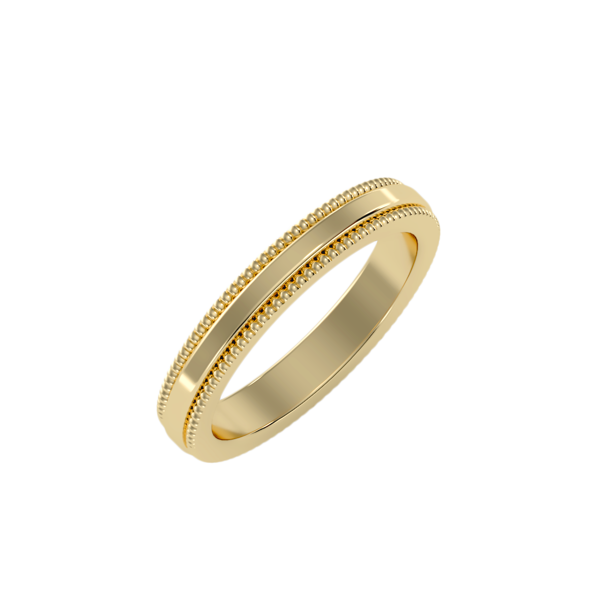 Yellow Gold Milgrain Edge Wedding Band Ring - One
