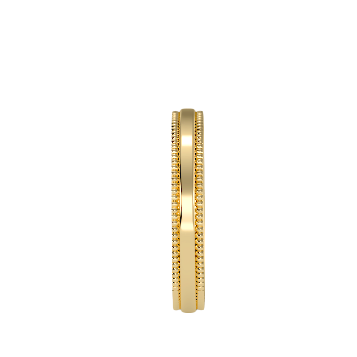 Yellow Gold Milgrain Edge Wedding Band Ring - Five