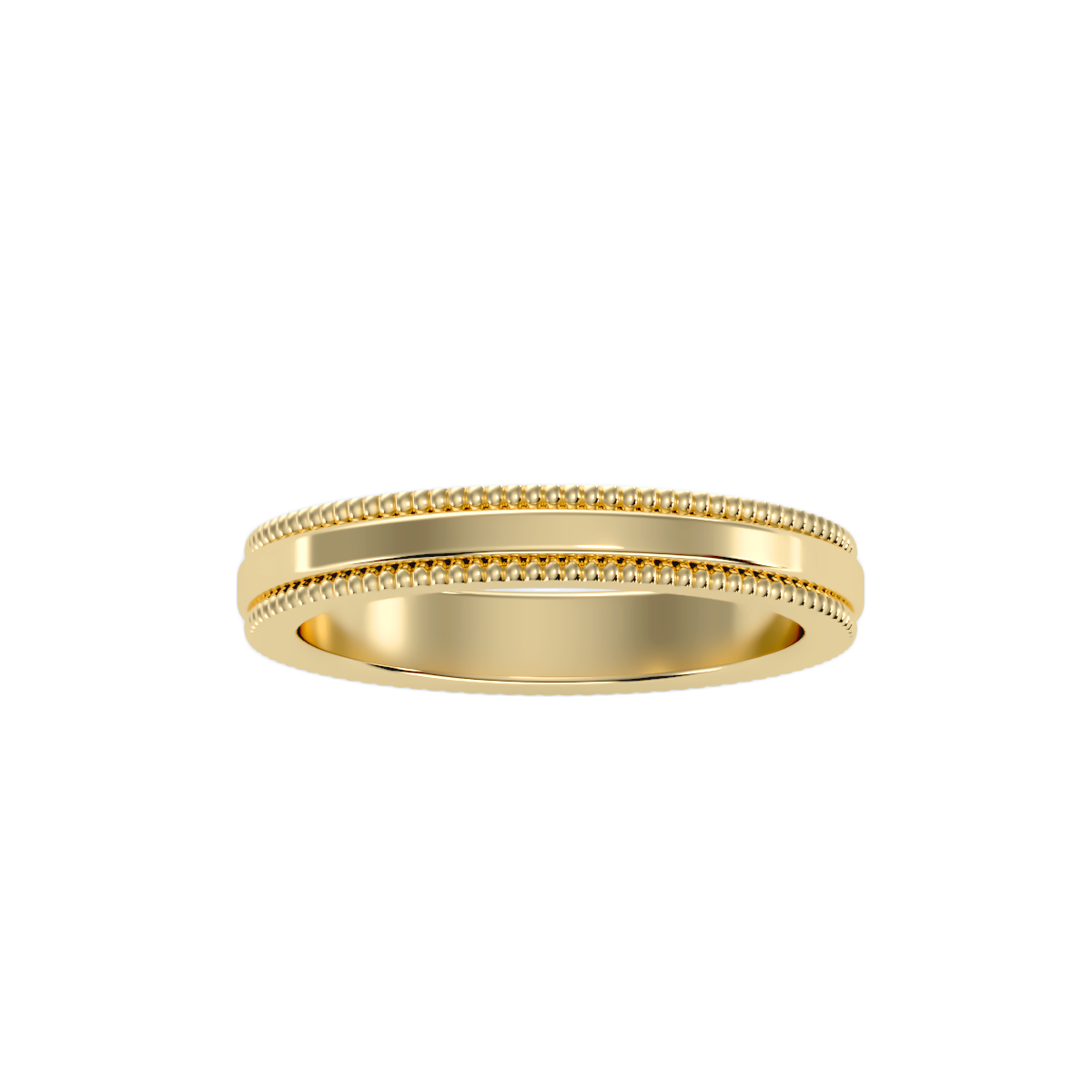 Yellow Gold Milgrain Edge Wedding Band Ring - Three