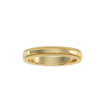 Yellow Gold Milgrain Edge Wedding Band Ring - Three