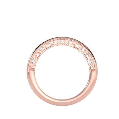 Rose Gold Diamond Vintage Art Deco Wedding Band Ring - One