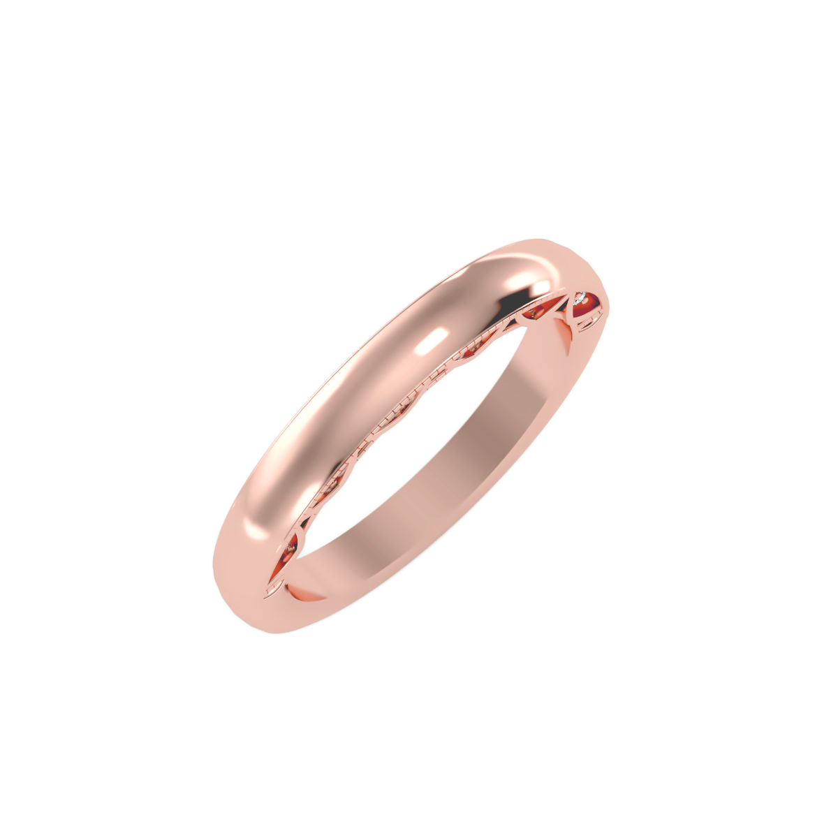 Rose Gold Diamond Vintage Art Deco Wedding Band Ring - Three