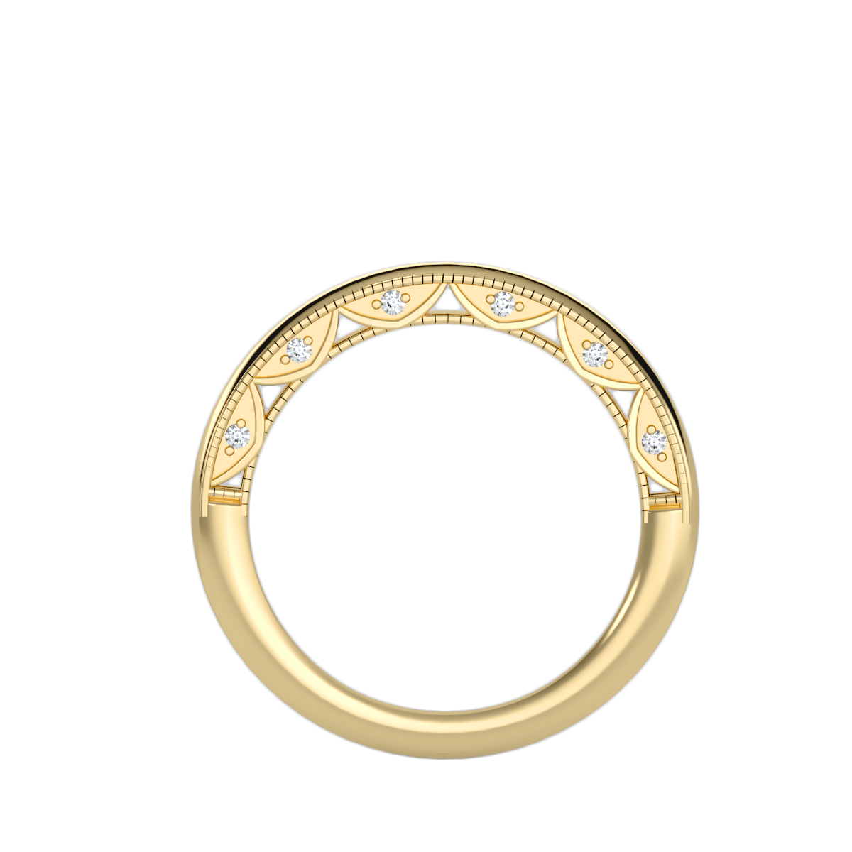 Rose Gold Diamond Vintage Art Deco Wedding Band Ring - Ten