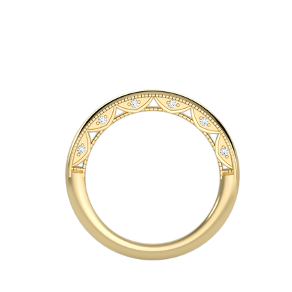 Rose Gold Diamond Vintage Art Deco Wedding Band Ring - Ten