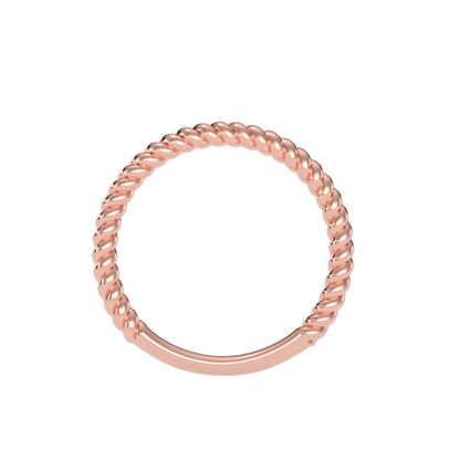 Rose Gold Twisted Rope Stackable Ring - One