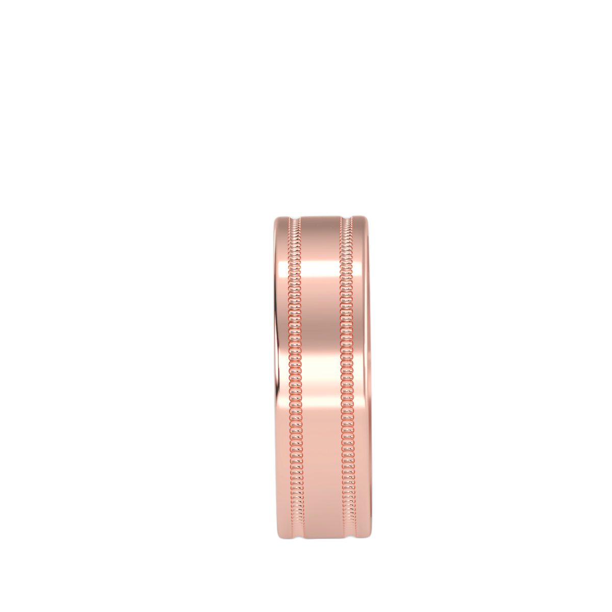 Rose Gold Milgrain Edge Wedding Band Ring 6 Mm - Three