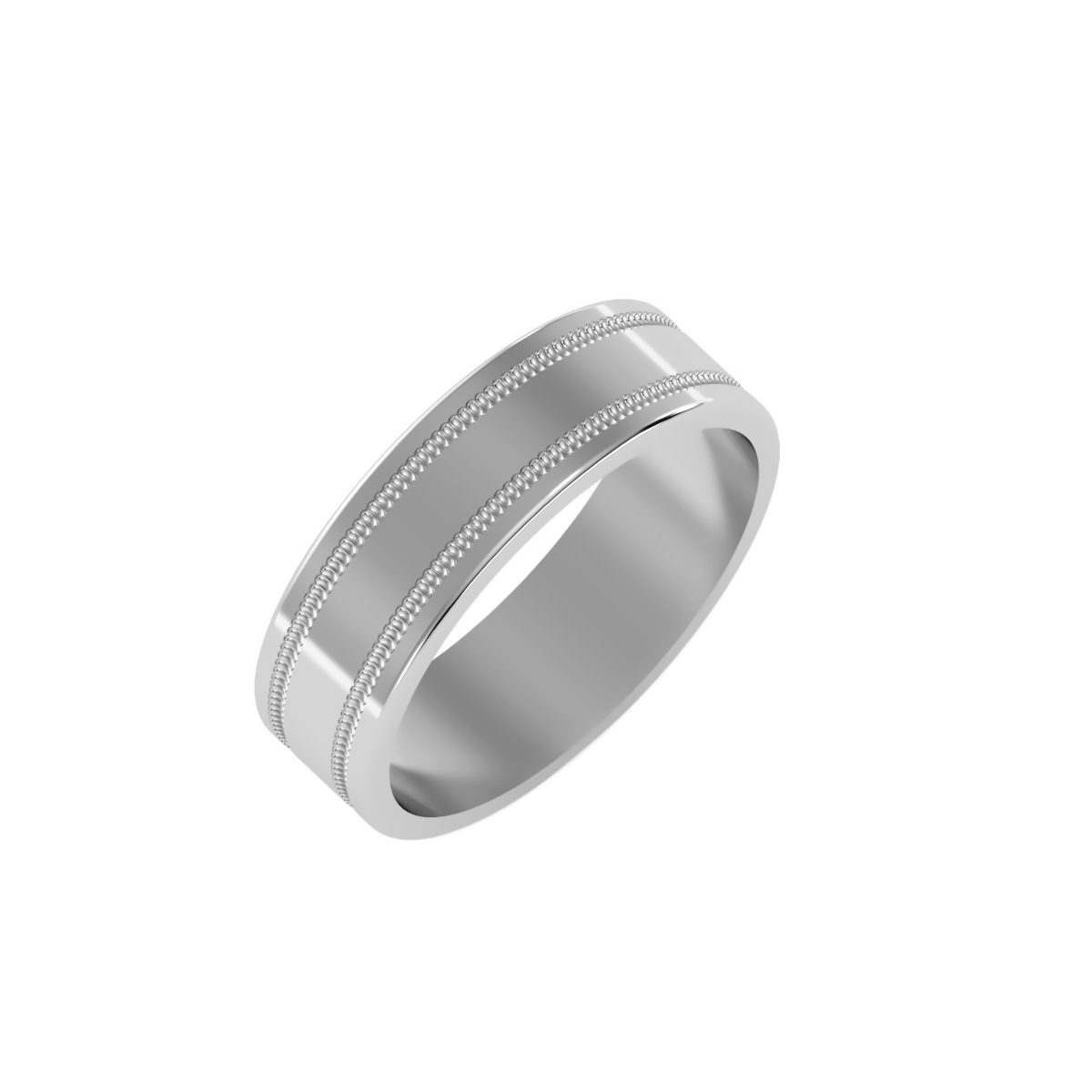 Rose Gold Milgrain Edge Wedding Band Ring 6 Mm - Seven