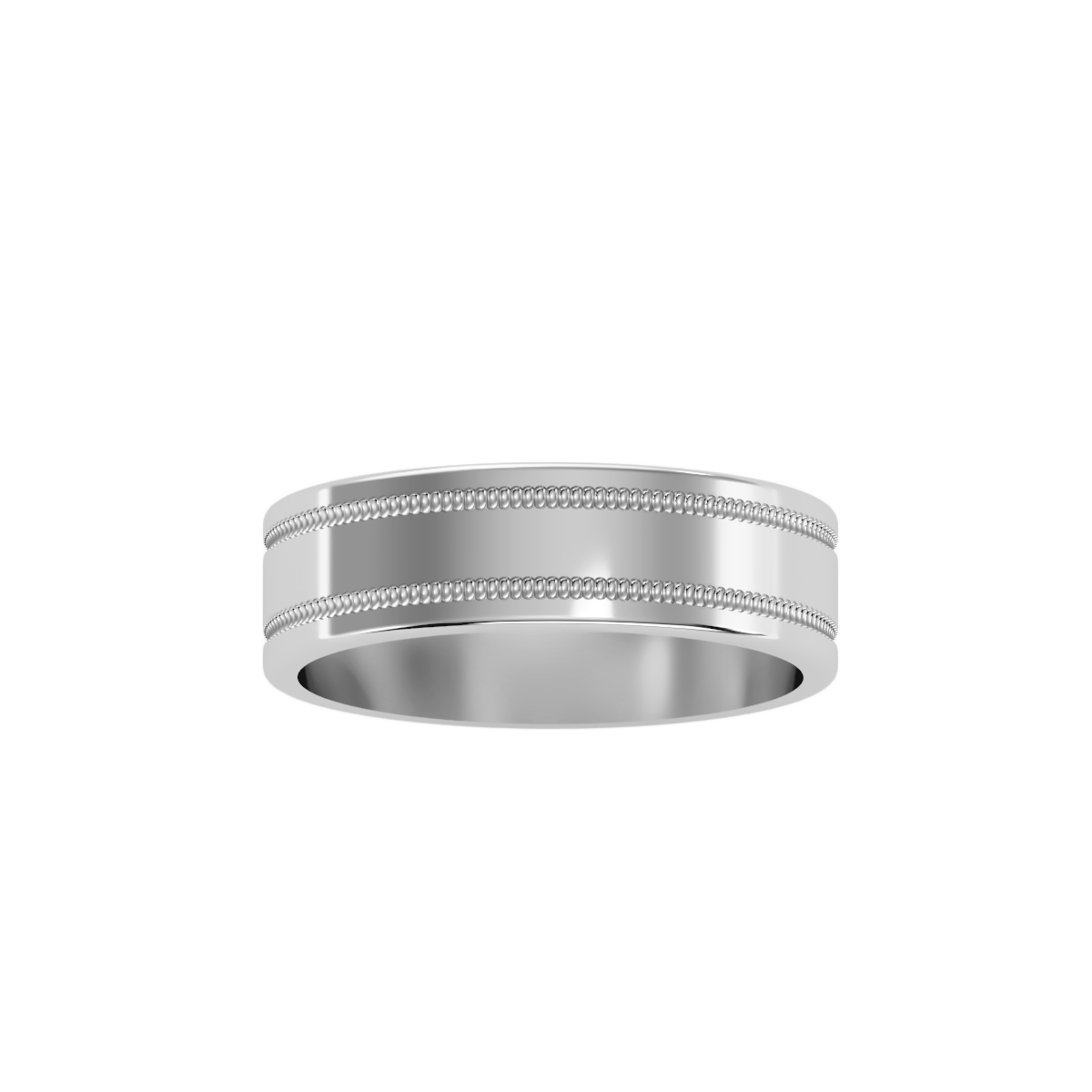 Rose Gold Milgrain Edge Wedding Band Ring 6 Mm - Nine