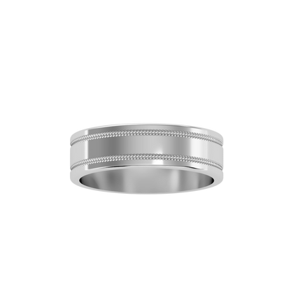 Rose Gold Milgrain Edge Wedding Band Ring 6 Mm - Nine