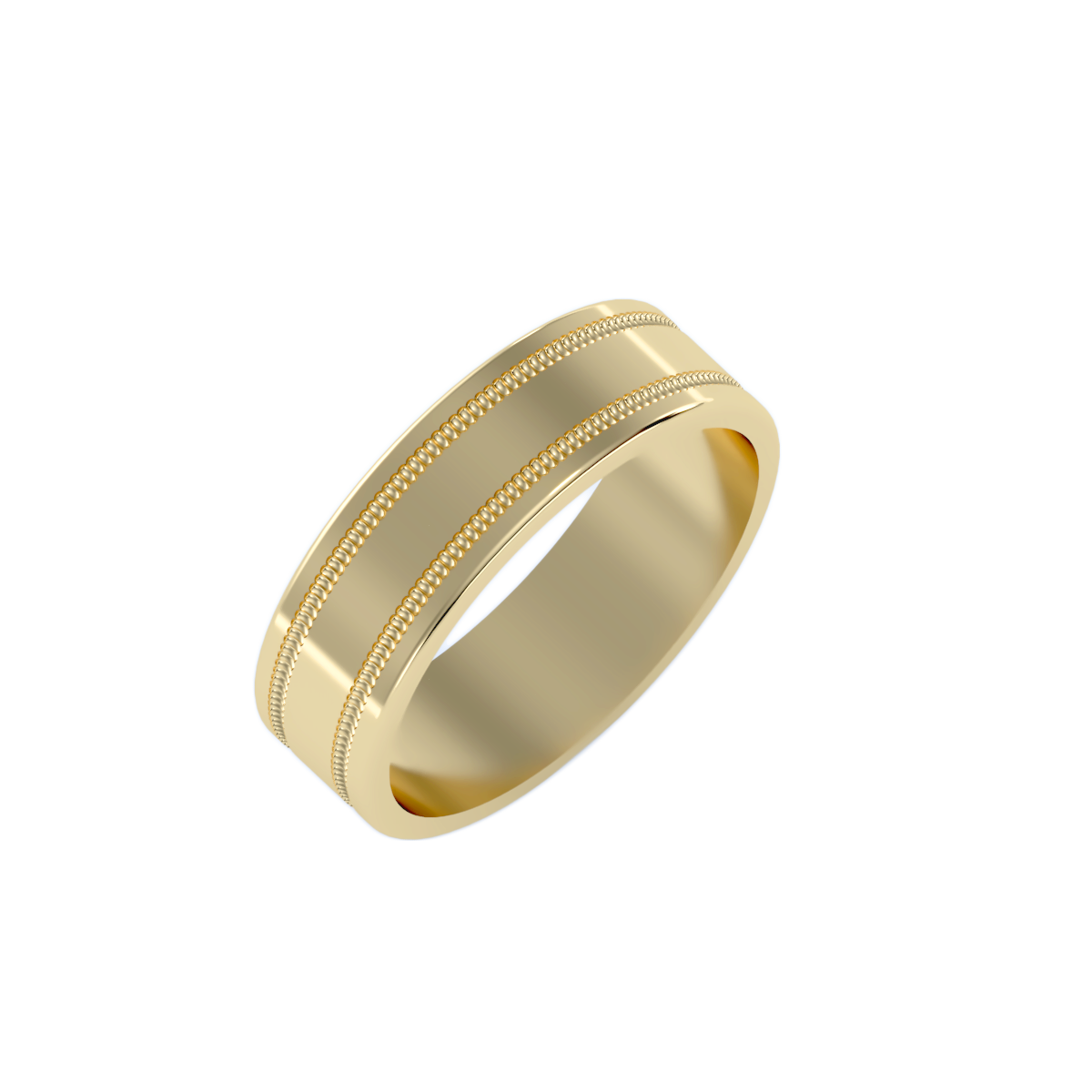 Rose Gold Milgrain Edge Wedding Band Ring 6 Mm - Eleven