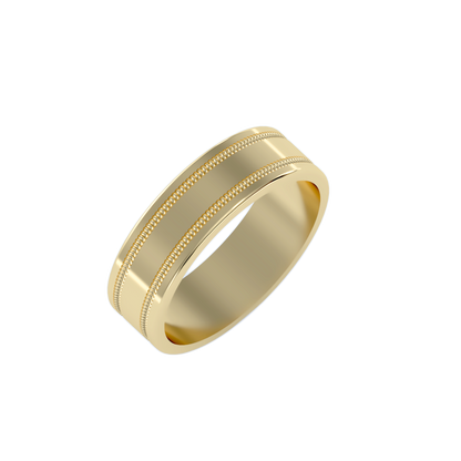 Rose Gold Milgrain Edge Wedding Band Ring 6 Mm - Eleven