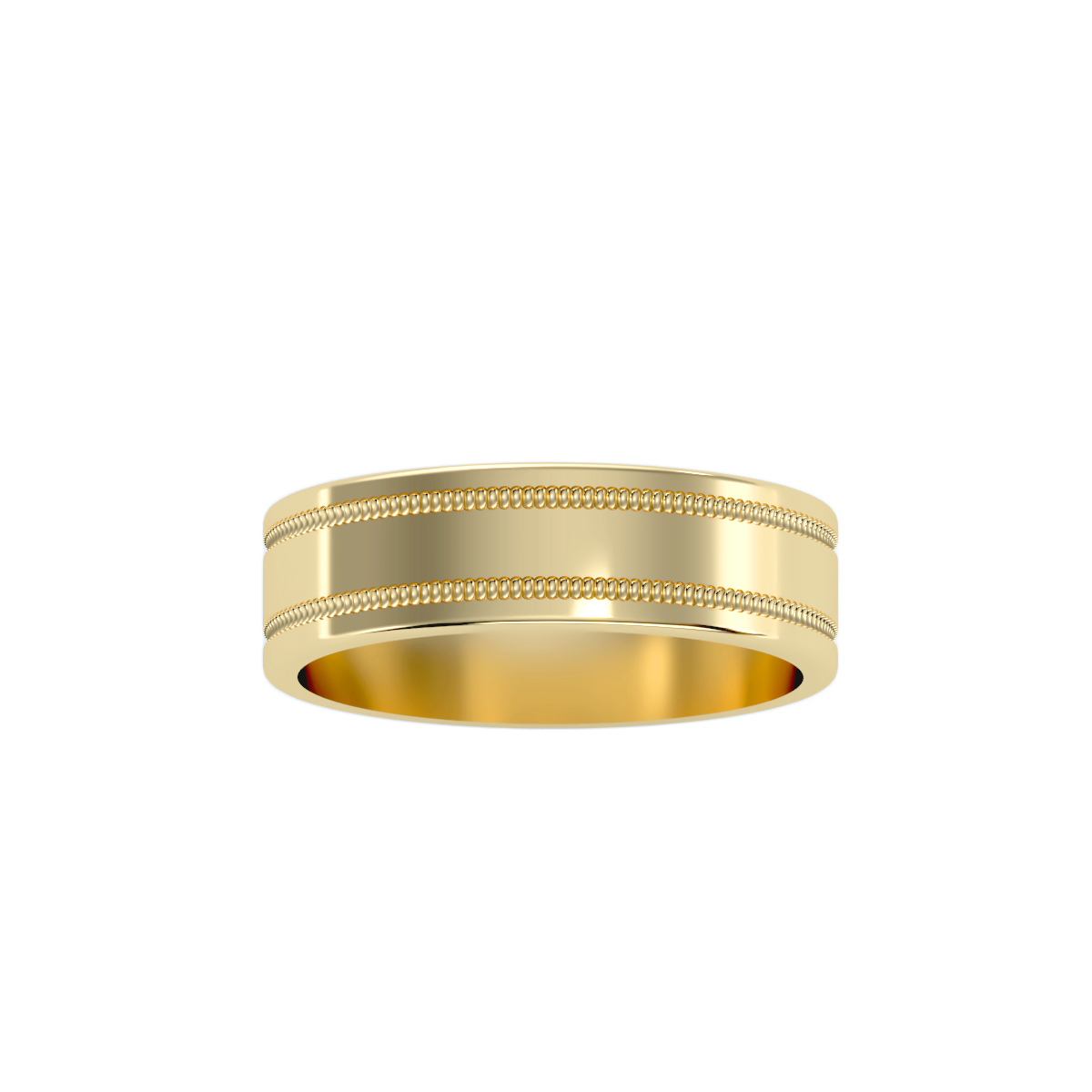 Rose Gold Milgrain Edge Wedding Band Ring 6 Mm - Thirteen