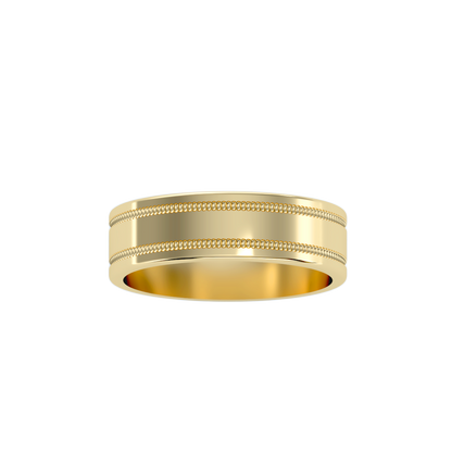 Rose Gold Milgrain Edge Wedding Band Ring 6 Mm - Thirteen