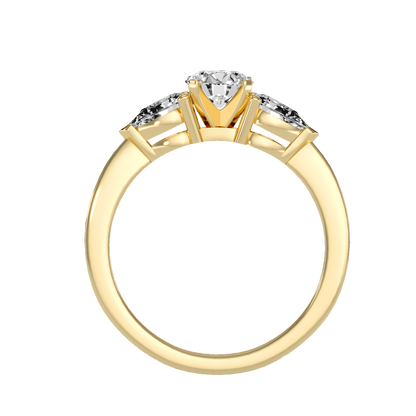 Rose Gold Three Stone Diamond Engagement Ring With Pear Side Stones - Ten