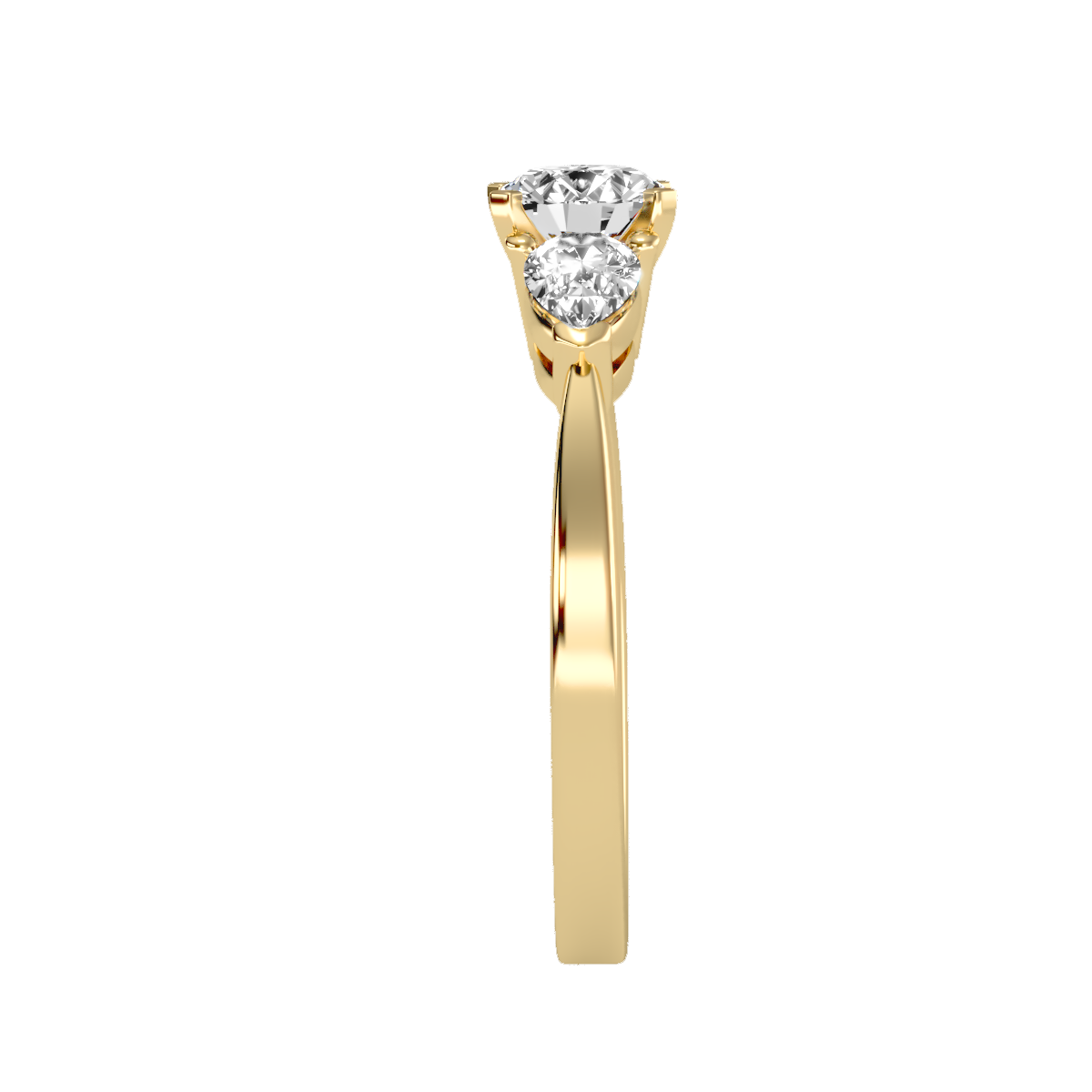 Rose Gold Three Stone Diamond Engagement Ring With Pear Side Stones - Twelve