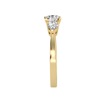 Rose Gold Three Stone Diamond Engagement Ring With Pear Side Stones - Twelve