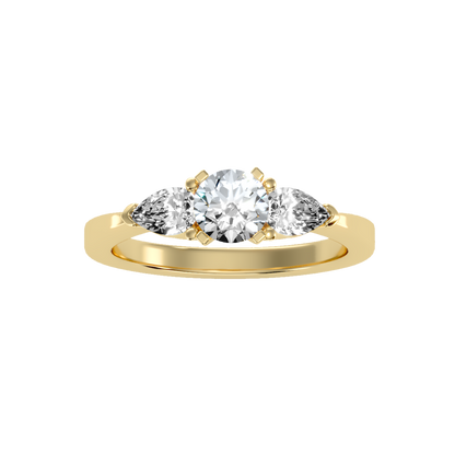 Rose Gold Three Stone Diamond Engagement Ring With Pear Side Stones - Thirteen