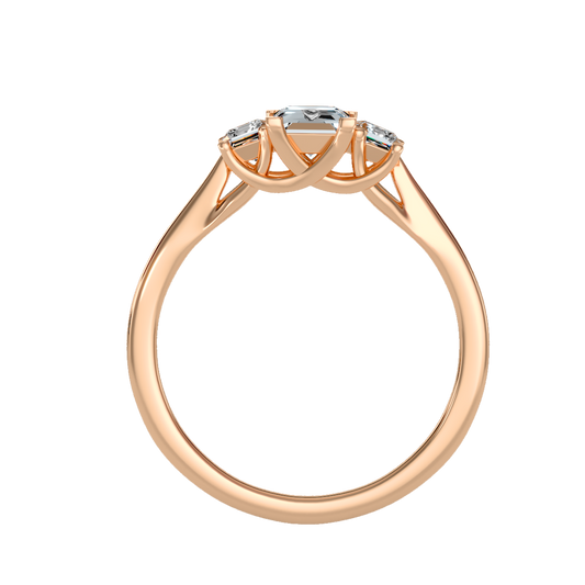 Rose Gold Three Stone Princess Cut Diamond Engagement Ring