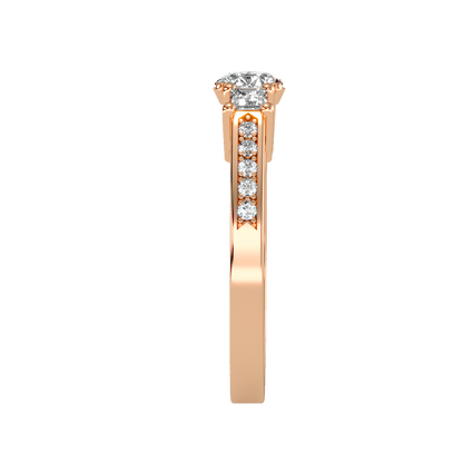 Rose Gold Three Stone Diamond Engagement Ring With Baguette Side Stones - Four