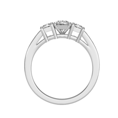 Rose Gold Three Stone Diamond Engagement Ring With Baguette Side Stones - Six
