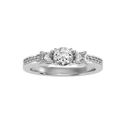 Rose Gold Three Stone Diamond Engagement Ring With Baguette Side Stones - Nine
