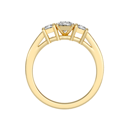 Rose Gold Three Stone Diamond Engagement Ring With Baguette Side Stones - Ten