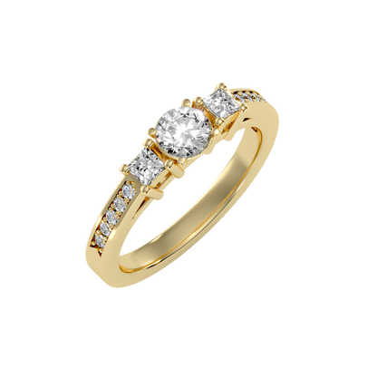 Rose Gold Three Stone Diamond Engagement Ring With Baguette Side Stones - Eleven