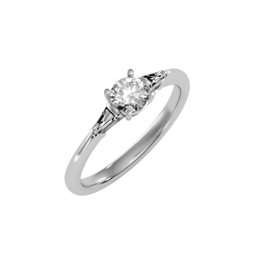 White Gold Gold Round Cut Diamond Three Stone Engagement Ring