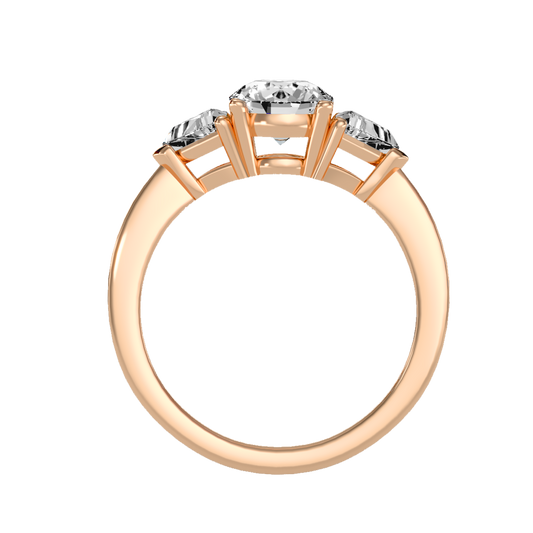 Rose Gold Three Stone Diamond Engagement Ring with Trillion Side Stones