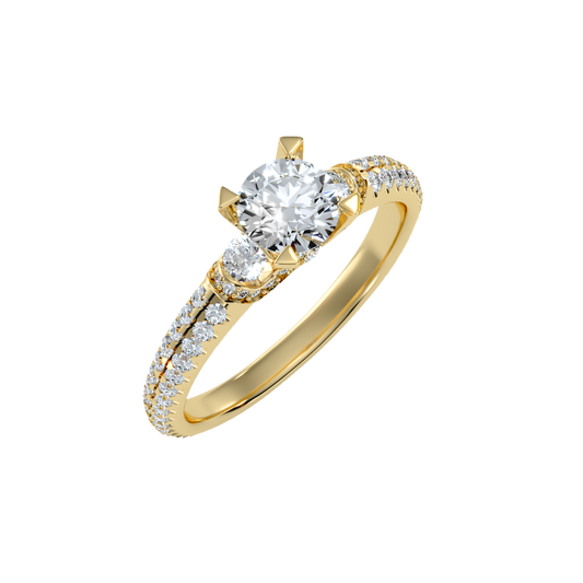 Yellow Gold Diamond Wedding Solitaire Style Ring