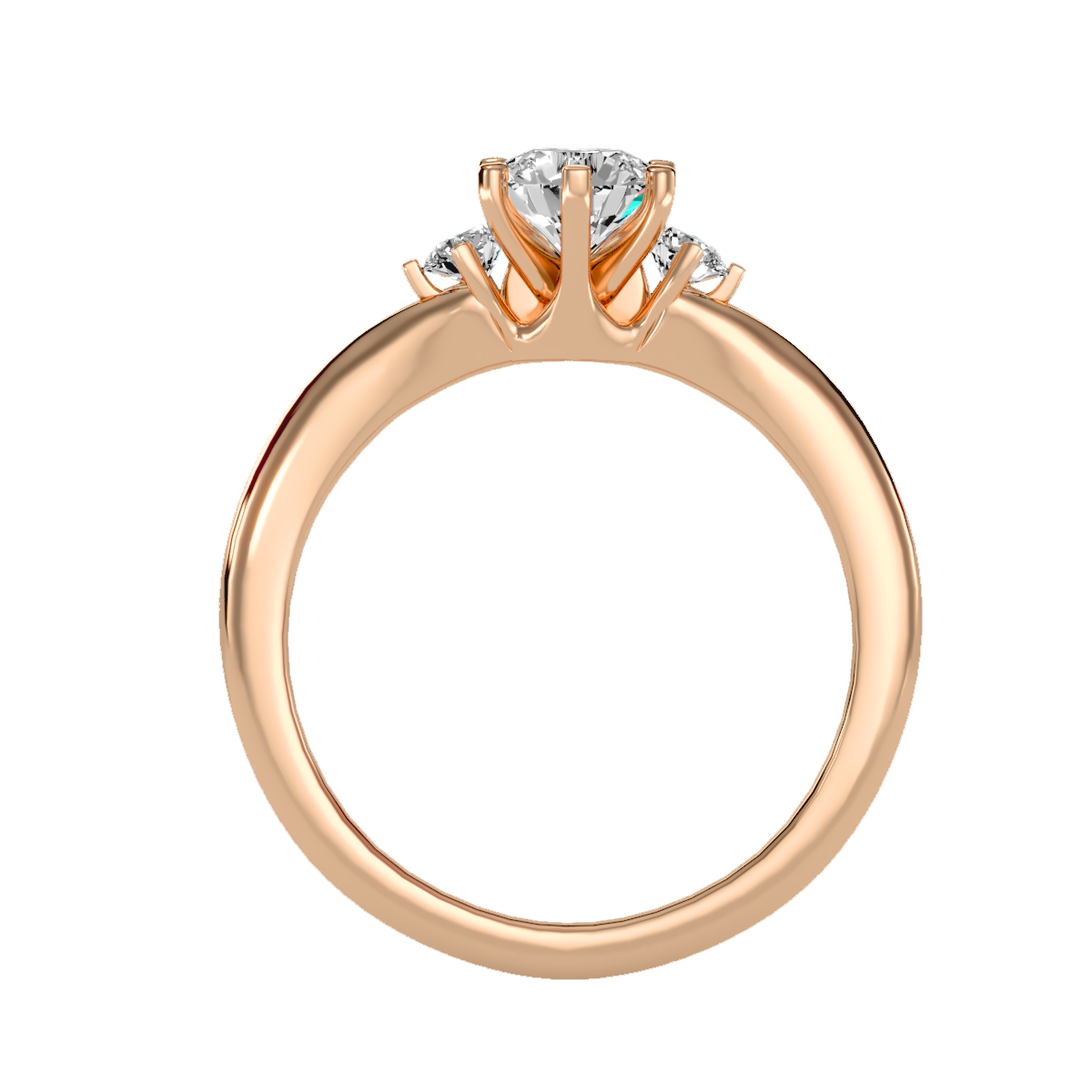 0.5Ct Center Diamond Rose Gold Three Stone Diamond Engagement Ring