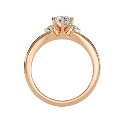 0.5Ct Center Diamond Rose Gold Three Stone Diamond Engagement Ring