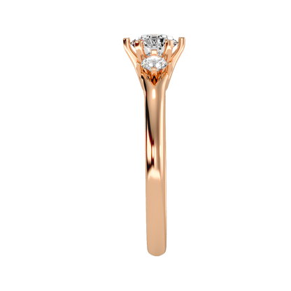 0.5Ct Center Diamond Rose Gold Three Stone Diamond Engagement Ring
