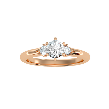 0.5Ct Center Diamond Rose Gold Three Stone Diamond Engagement Ring