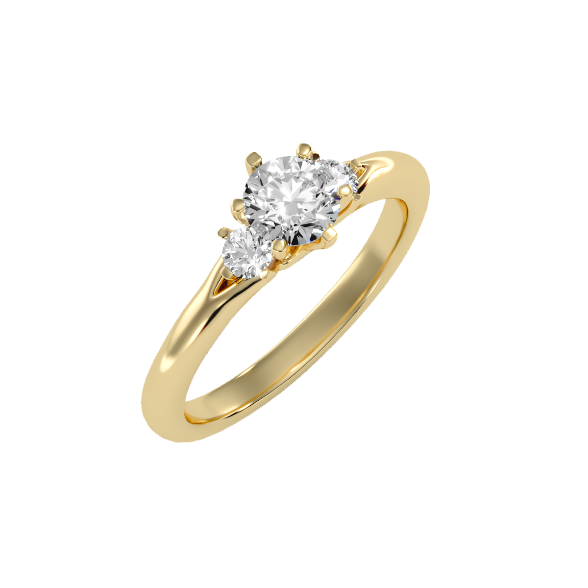 0.5Ct Center Diamond Rose Gold Three Stone Diamond Engagement Ring