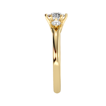 0.5Ct Center Diamond Rose Gold Three Stone Diamond Engagement Ring