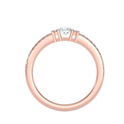 Rose Gold Diamond Solitaire Engagement Ring With Pav Band - Three