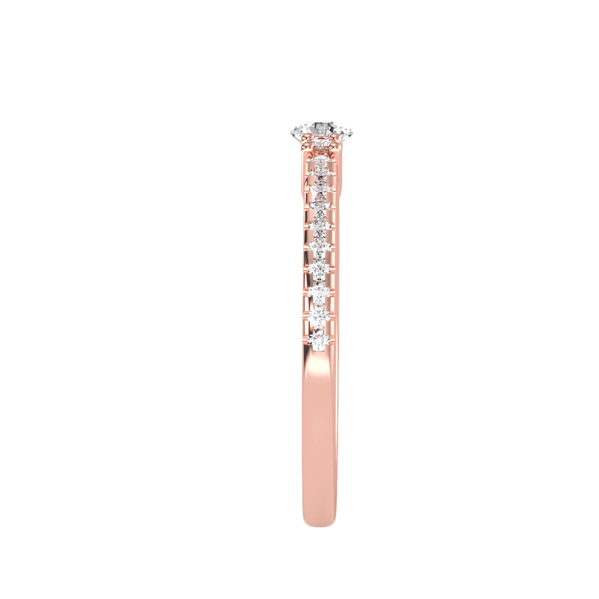 Rose Gold Diamond Solitaire Engagement Ring With Pav Band - Four