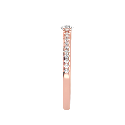 Rose Gold Diamond Solitaire Engagement Ring With Pav Band - Four