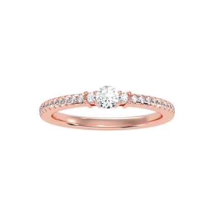 Rose Gold Diamond Solitaire Engagement Ring With Pav Band - Five