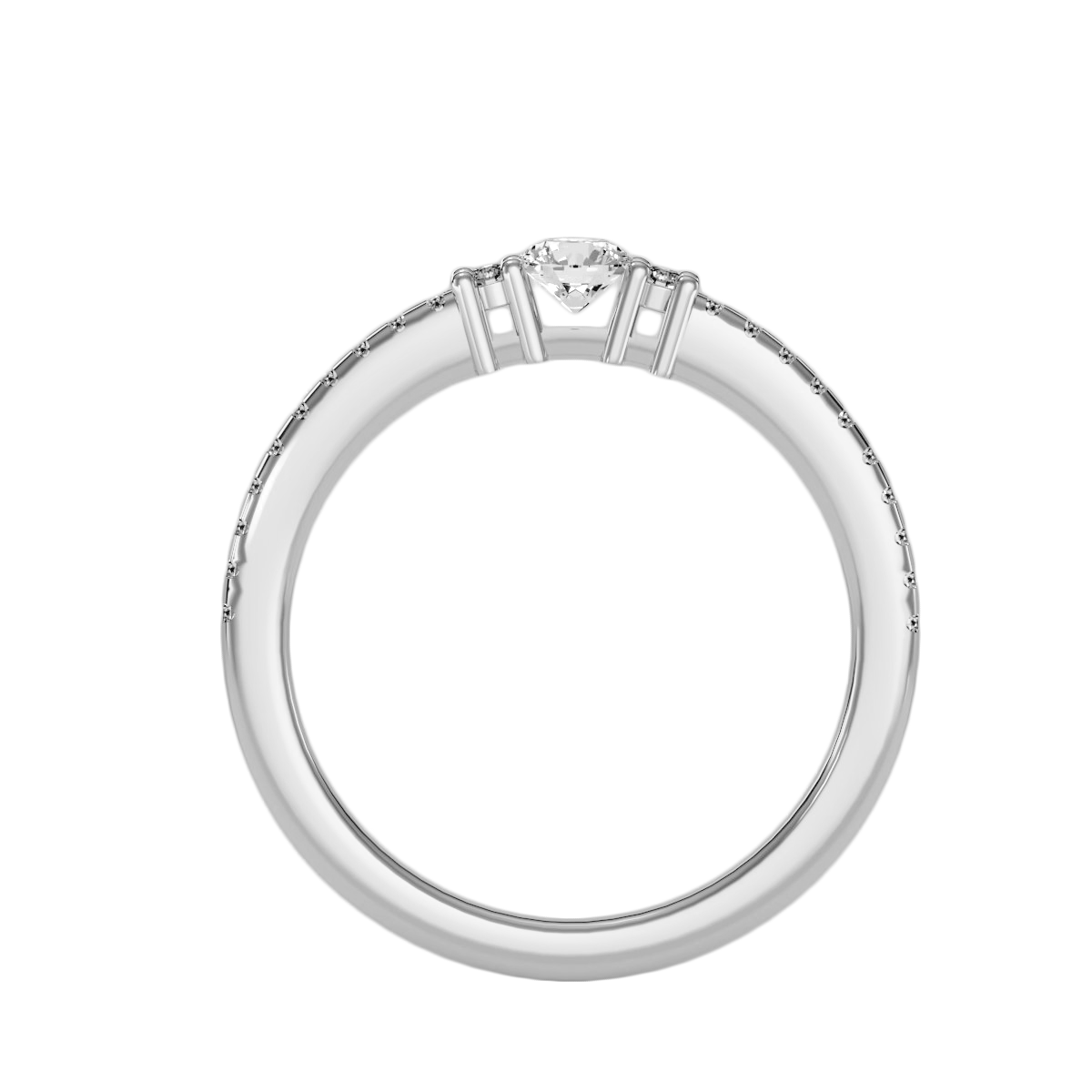 Rose Gold Diamond Solitaire Engagement Ring With Pav Band - Six