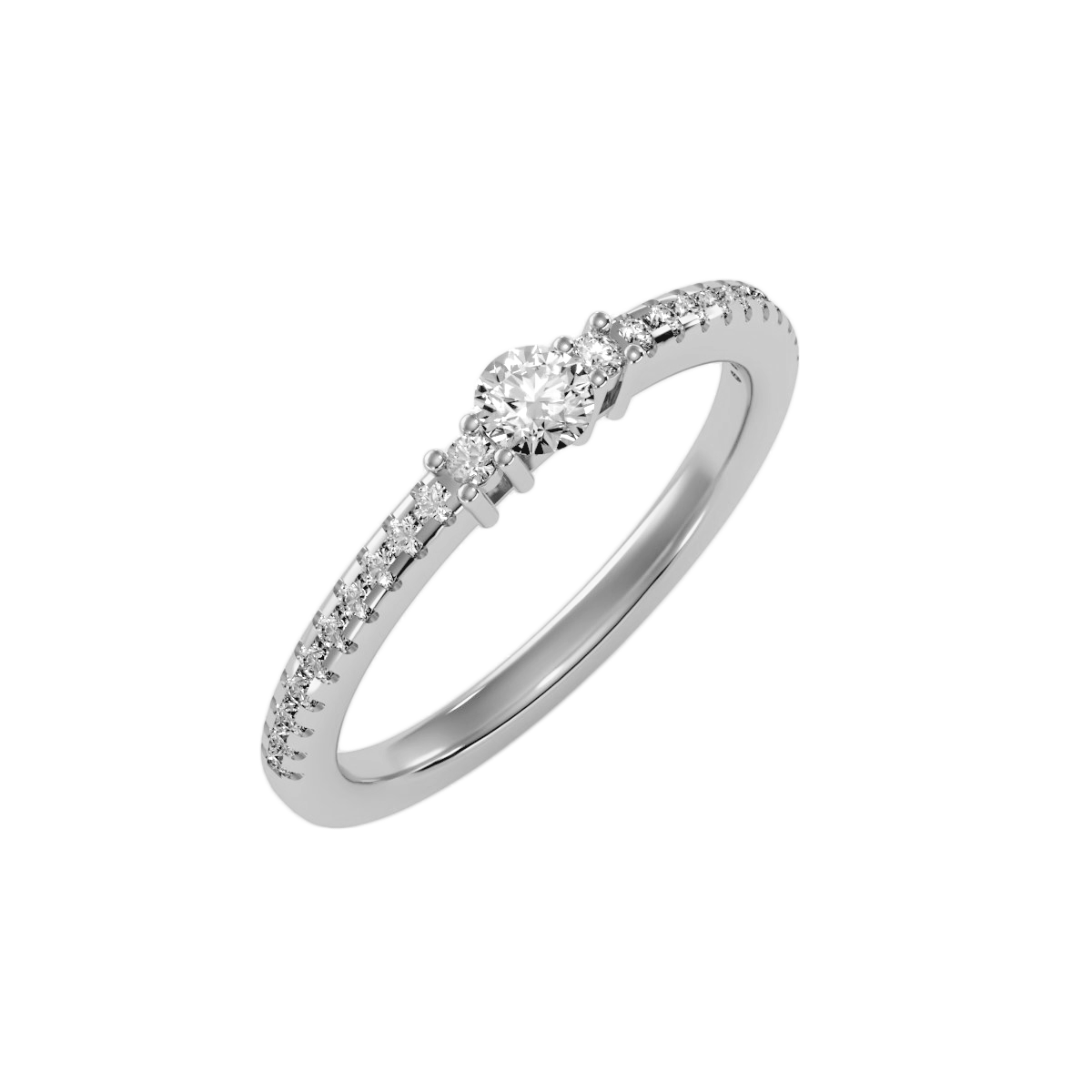 Rose Gold Diamond Solitaire Engagement Ring With Pav Band - Seven