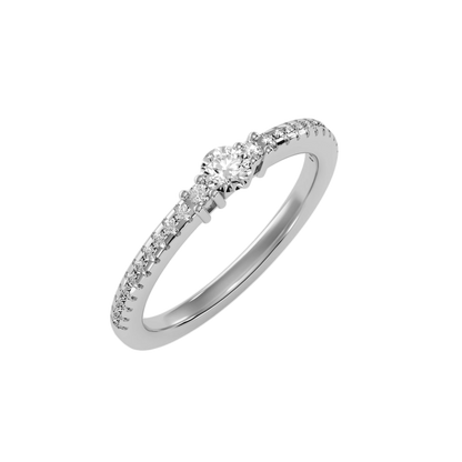 Rose Gold Diamond Solitaire Engagement Ring With Pav Band - Seven