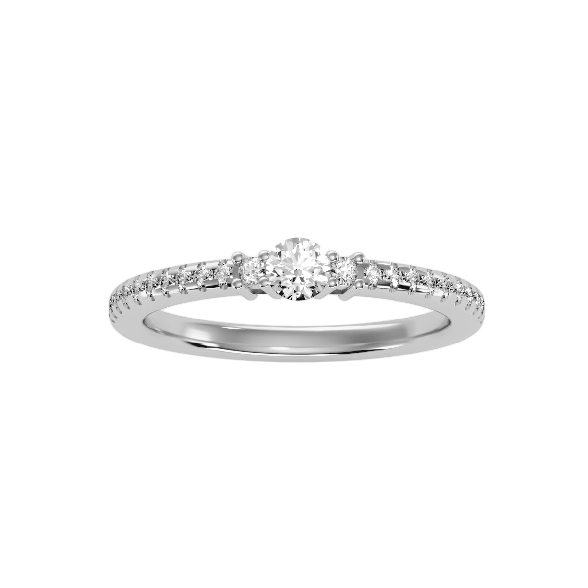 Rose Gold Diamond Solitaire Engagement Ring With Pav Band - Nine